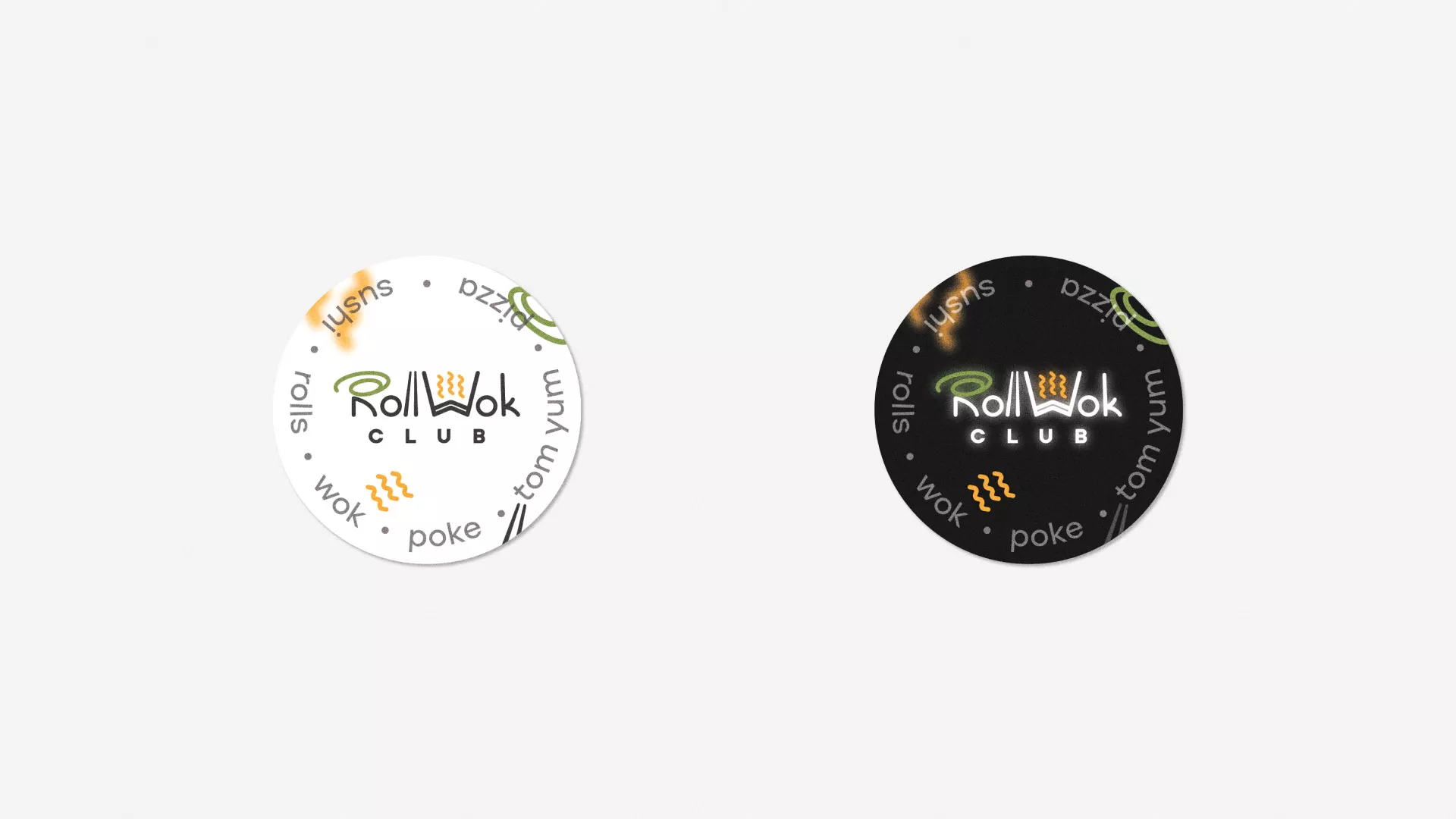 Разработка наклеек для суши-бара «Roll Wok Club» в Бронницах