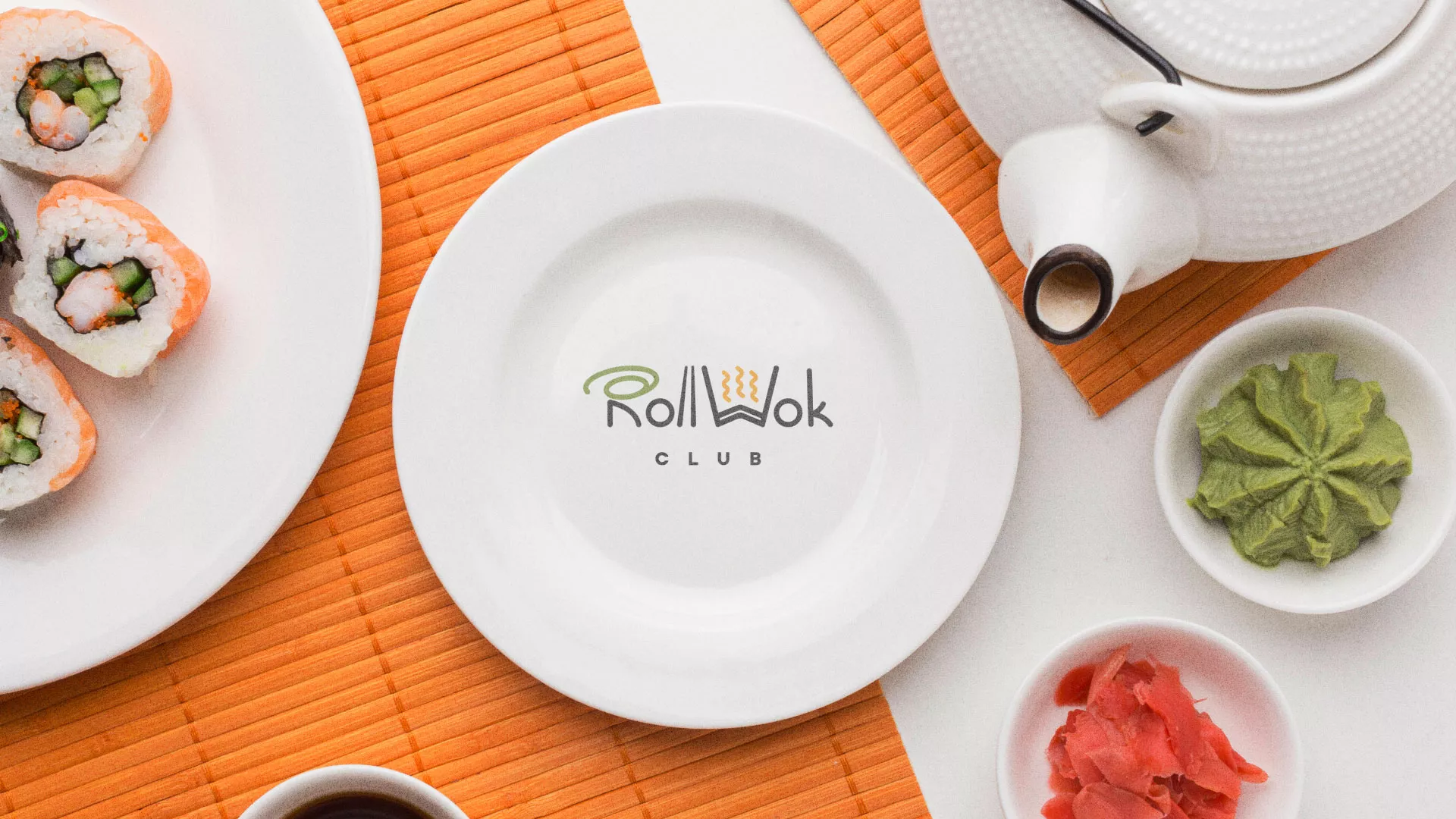 Разработка логотипа и фирменного стиля в Бронницах для суши-бара «Roll Wok Club» Разработка логотипа и фирменного стиля в Бронницах для суши-бара «Roll Wok Club»